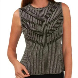 Halogen Flare Hem Metallic Sweater Tank size 1